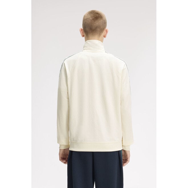 Contrast Taped Track Jacket in Ecru