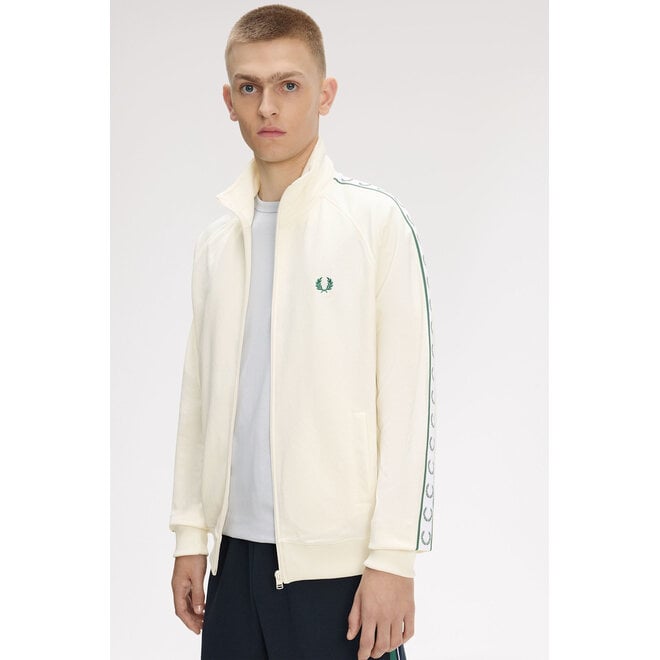 Contrast Taped Track Jacket in Ecru