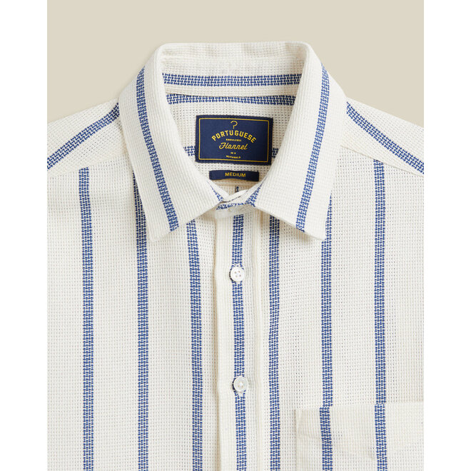 Pique Stripe Vacation Shirt in Blue