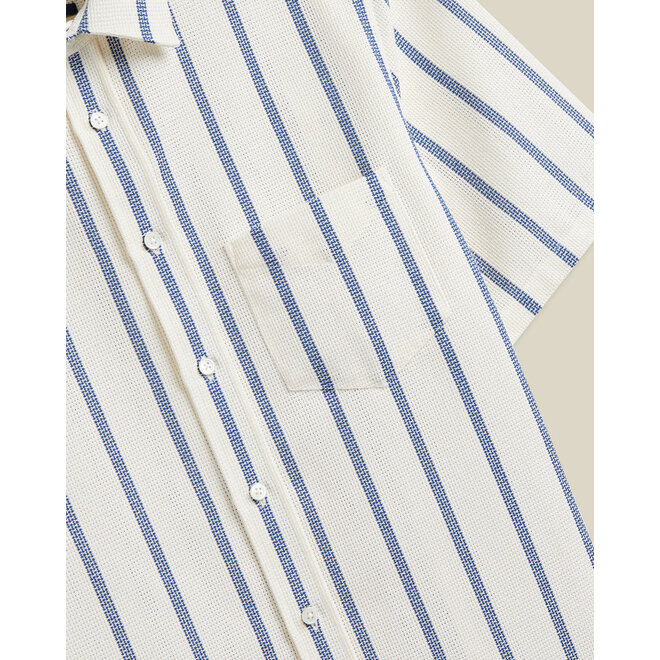Pique Stripe Vacation Shirt in Blue