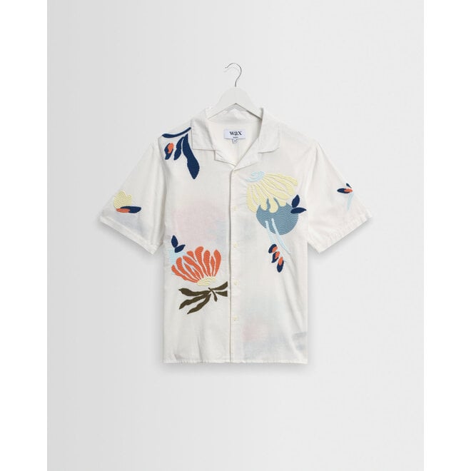 Didcot Chunky Stitch Flower Shirt in Ecru