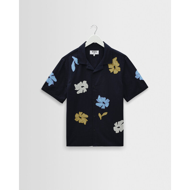 Didcot Flower Applique Shirt in Navy