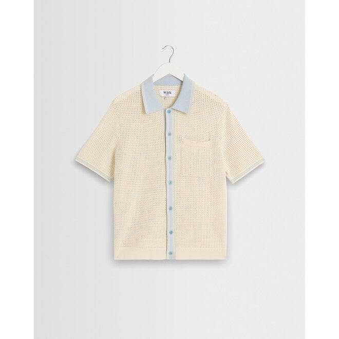 Belle Tipped Shirt in Ecru/Pale Blue