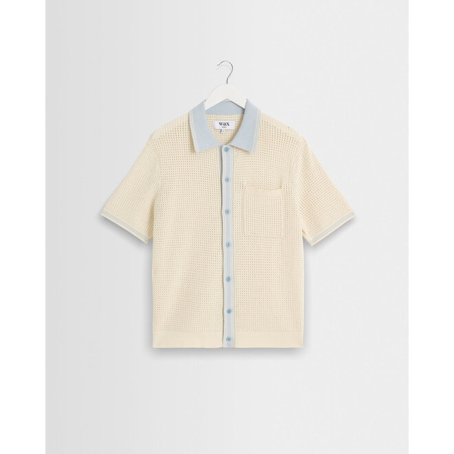 Belle Tipped Shirt in Ecru/Pale Blue