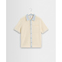 Belle Tipped Shirt in Ecru/Pale Blue