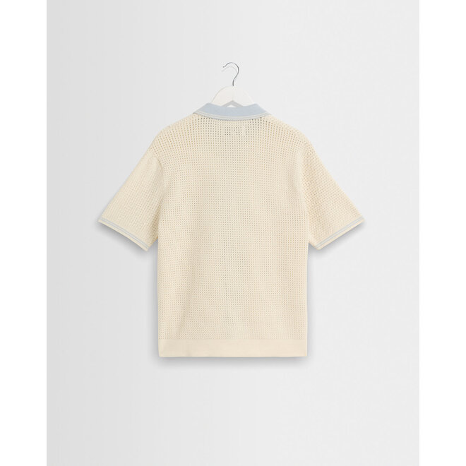 Belle Tipped Shirt in Ecru/Pale Blue