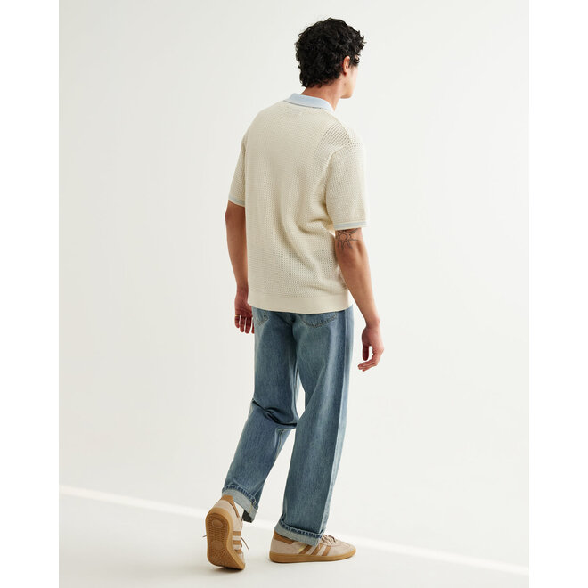 Belle Tipped Shirt in Ecru/Pale Blue