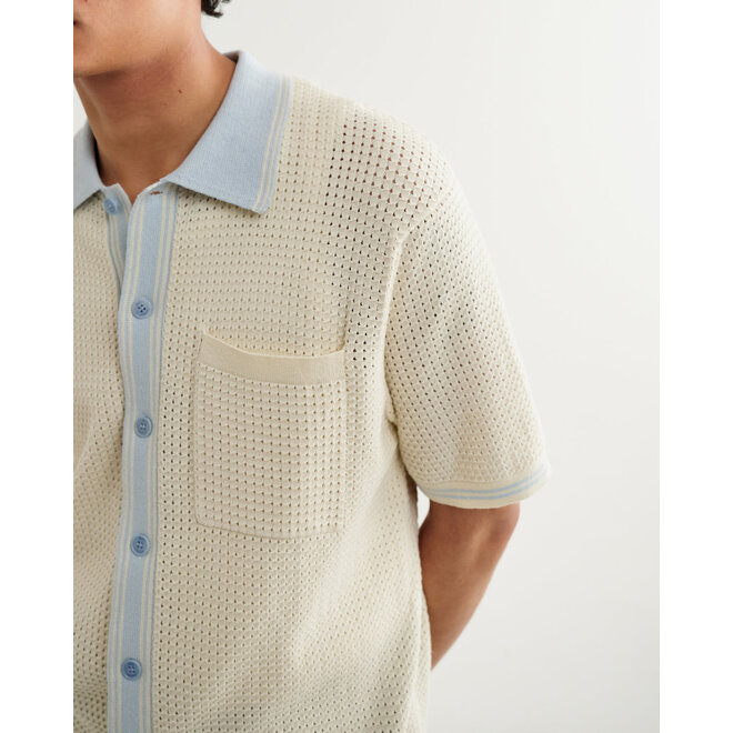 Belle Tipped Shirt in Ecru/Pale Blue