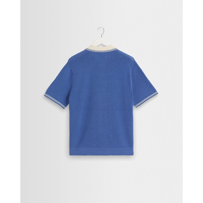 Belle Tipped Shirt in Blue/Ecru
