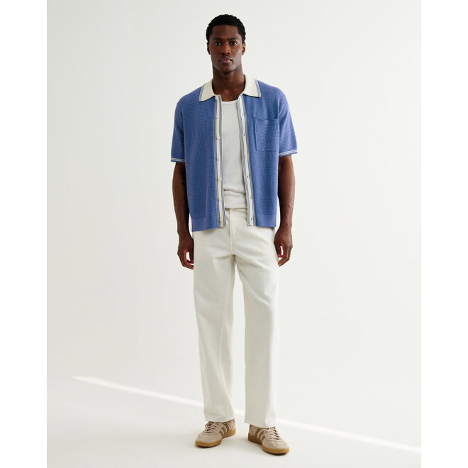 Belle Tipped Shirt in Blue/Ecru