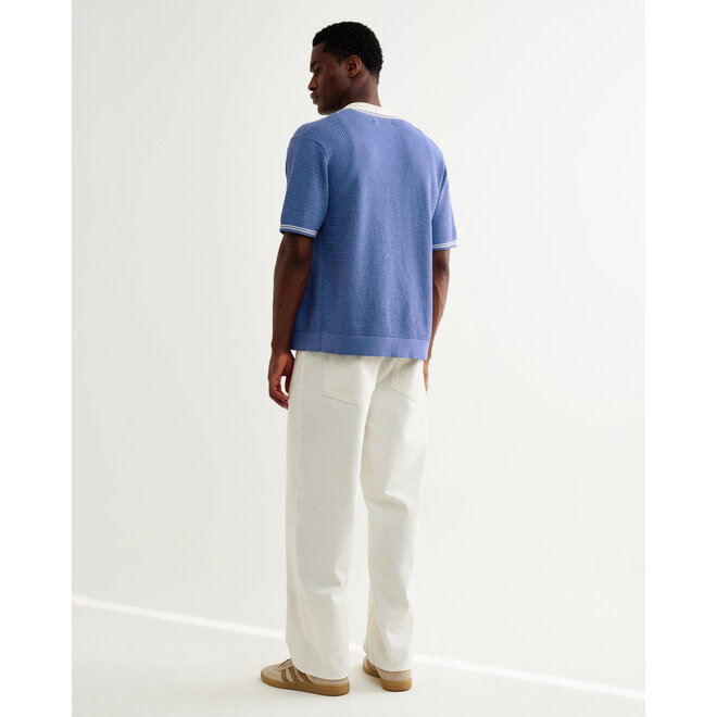 Belle Tipped Shirt in Blue/Ecru