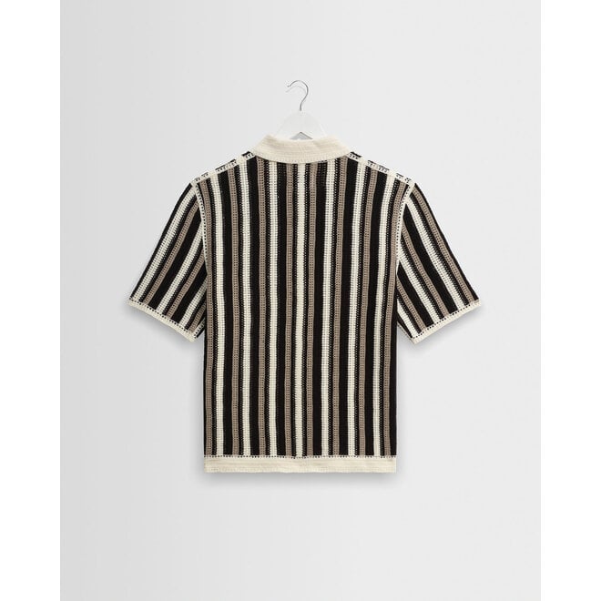 Porto Stripe Crochet Shirt in Ecru/Black