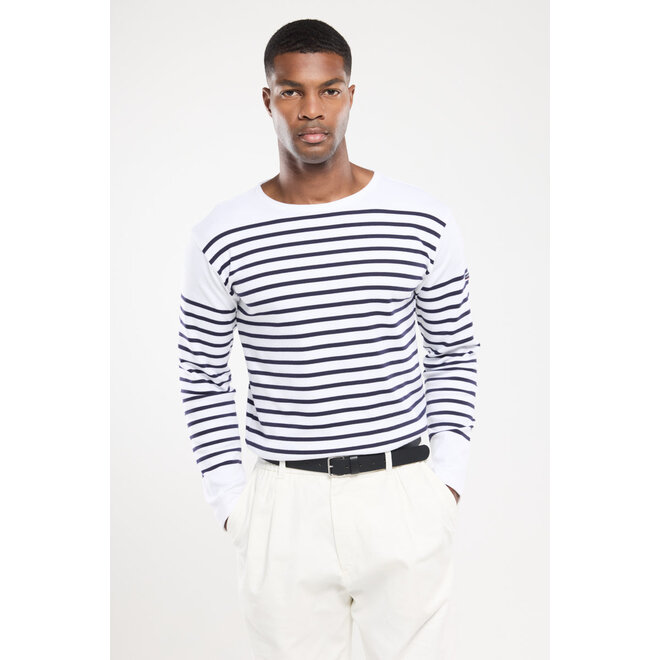 Mariniere Amiral Sweater in White/Navy