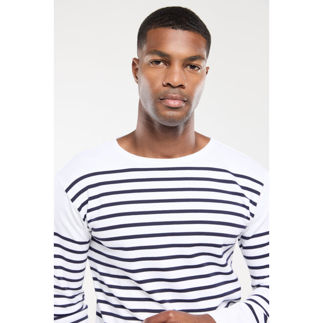 Mariniere Amiral Sweater in White/Navy