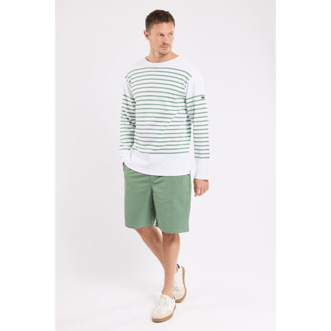 Mariniere Amiral Sweater in White/Ivy Green