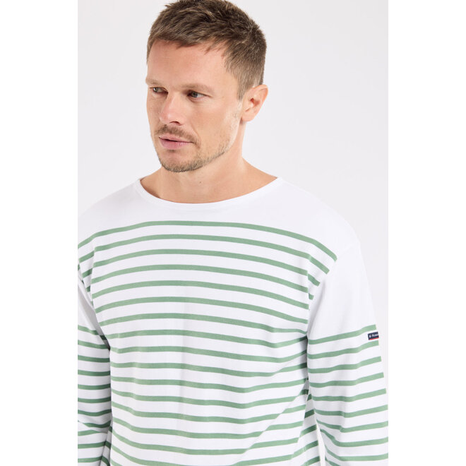Mariniere Amiral Sweater in White/Ivy Green