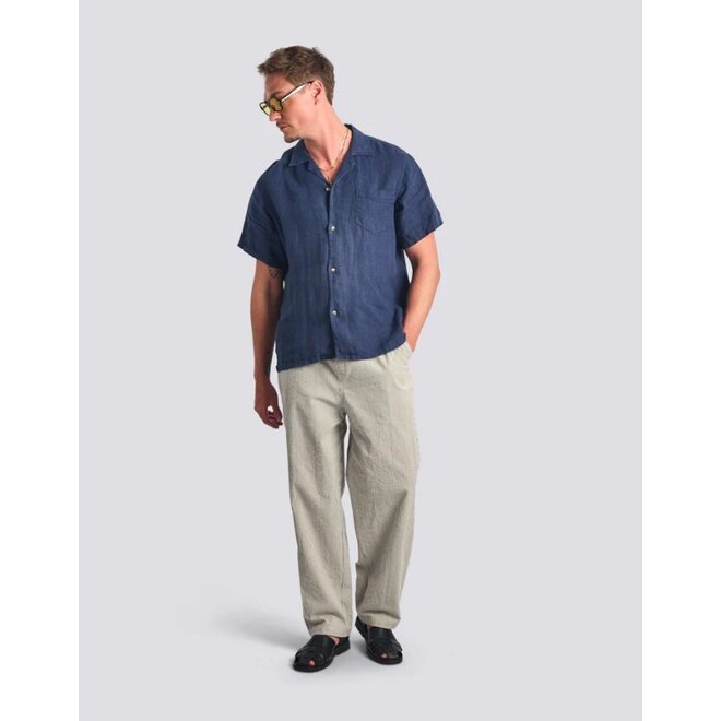 Linen Camp Shirt in Navy