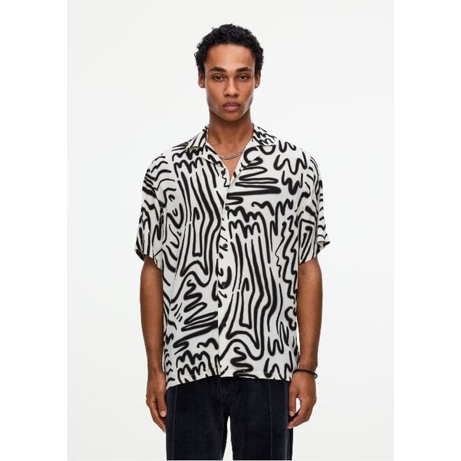 Aerosol Viscose Shirt in White/Black