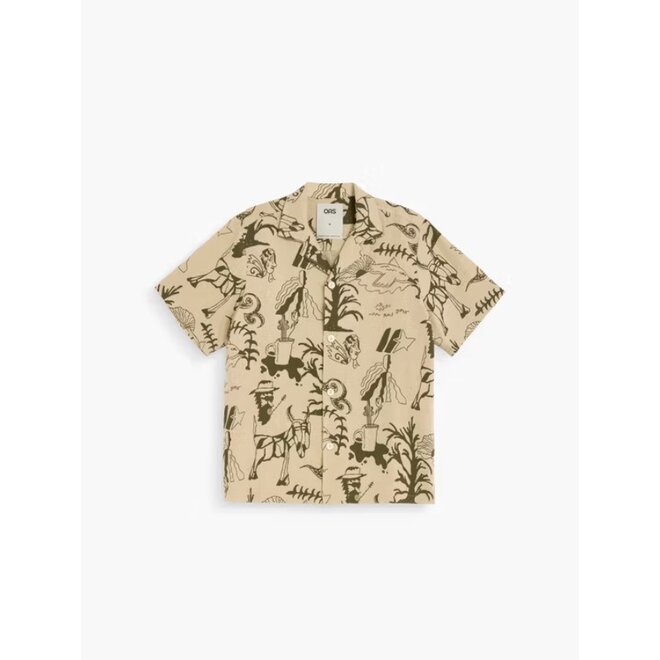 Poplan Linen Cuba Shirt in Beige