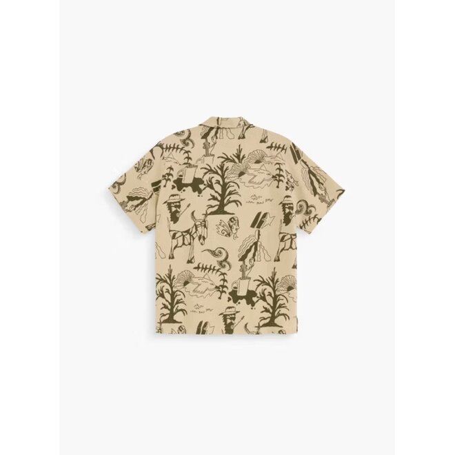 Poplan Linen Cuba Shirt in Beige