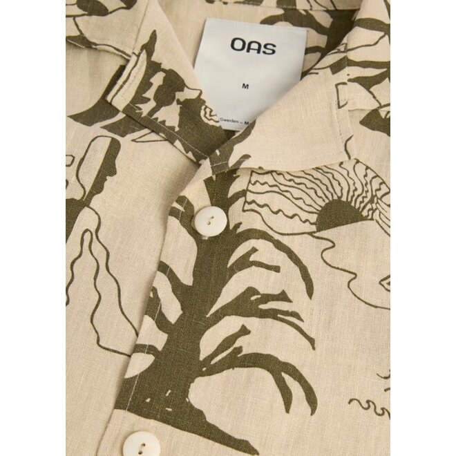 Poplan Linen Cuba Shirt in Beige