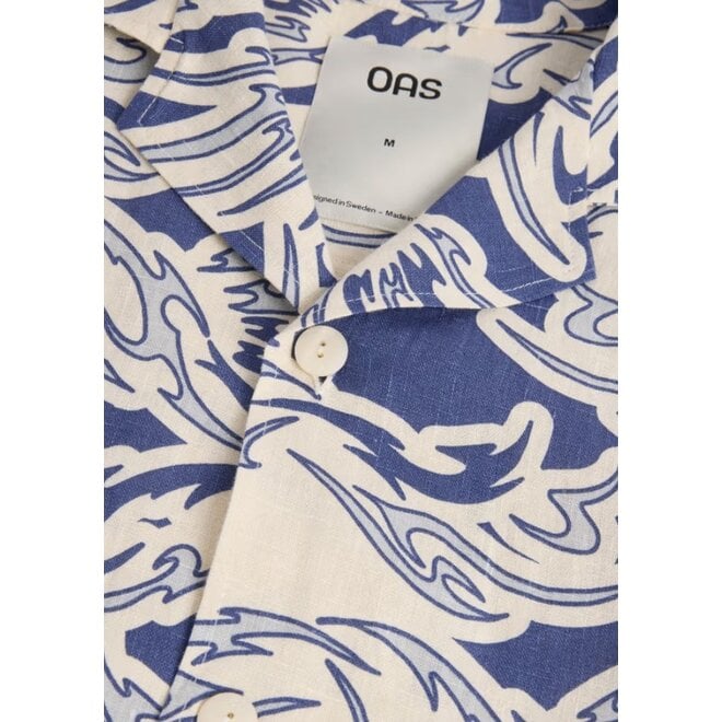 Rogue Linen Cuba Shirt in Blue/White