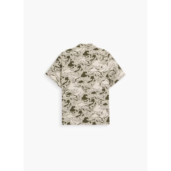 Rogue Linen Cuba Shirt in Green/White