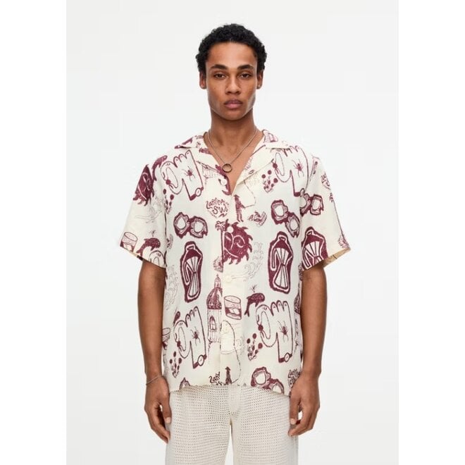 Cantina Linen Cuba Shirt in Red