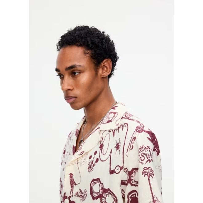 Cantina Linen Cuba Shirt in Red