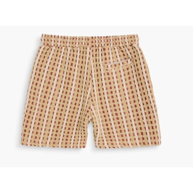 Lano Waffle Porto Shorts in Beige/Red