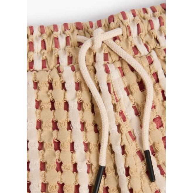 Lano Waffle Porto Shorts in Beige/Red