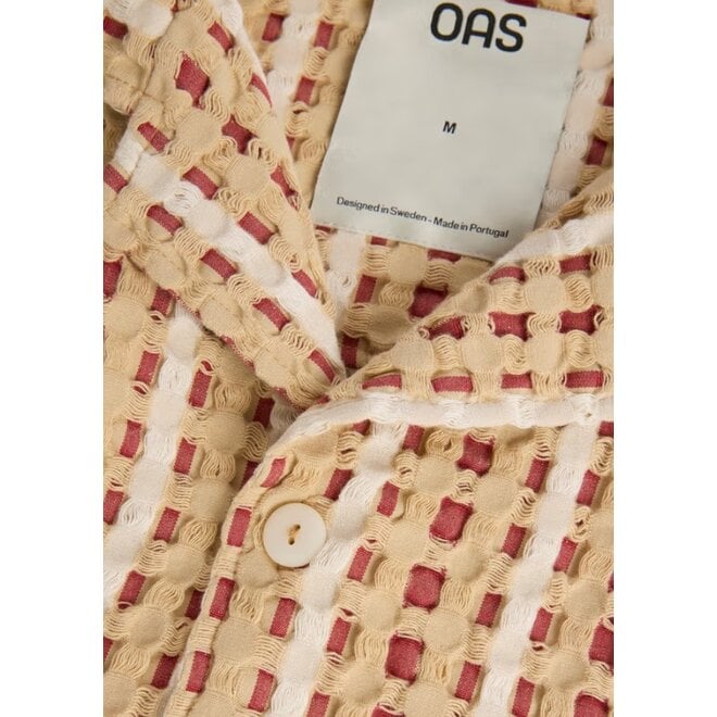Lano Waffle Cuba Shirt in Beige/Red