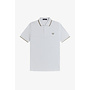 Twin Tipped Fred Perry Shirt in Dusky Blue/Ecru/Laurel Wreath Green