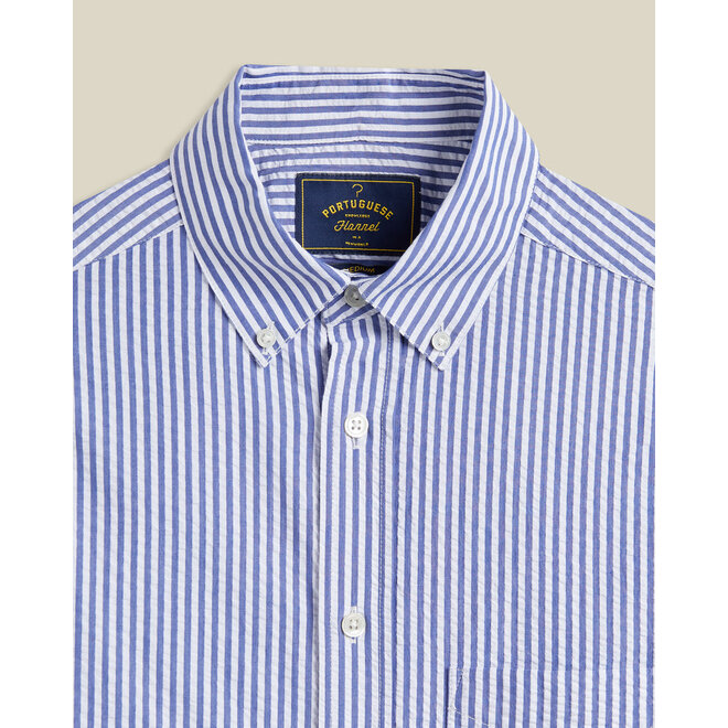 Atlantico Seersucker Striped Shirt in Blue
