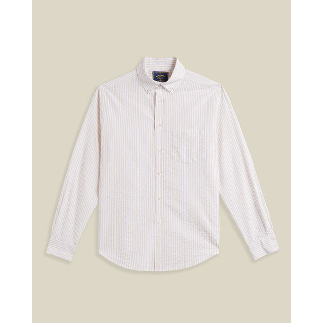 Atlantico Seersucker Striped Shirt in Sand