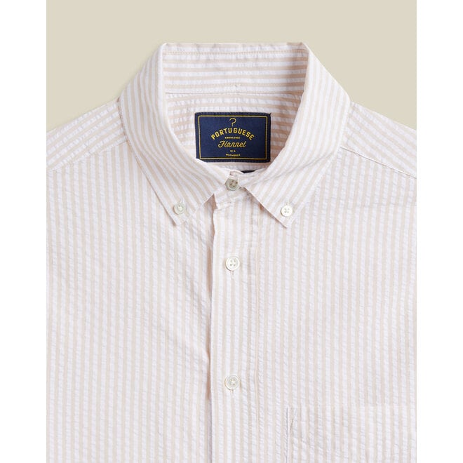 Atlantico Seersucker Striped Shirt in Sand