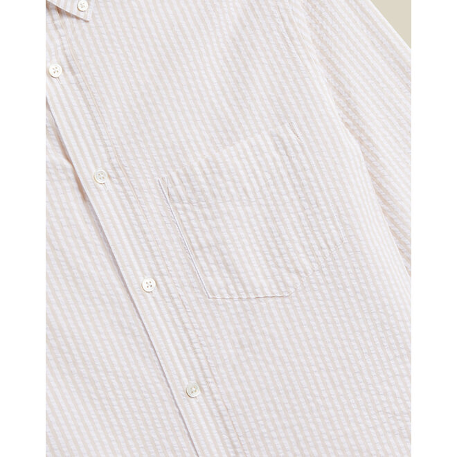 Atlantico Seersucker Striped Shirt in Sand