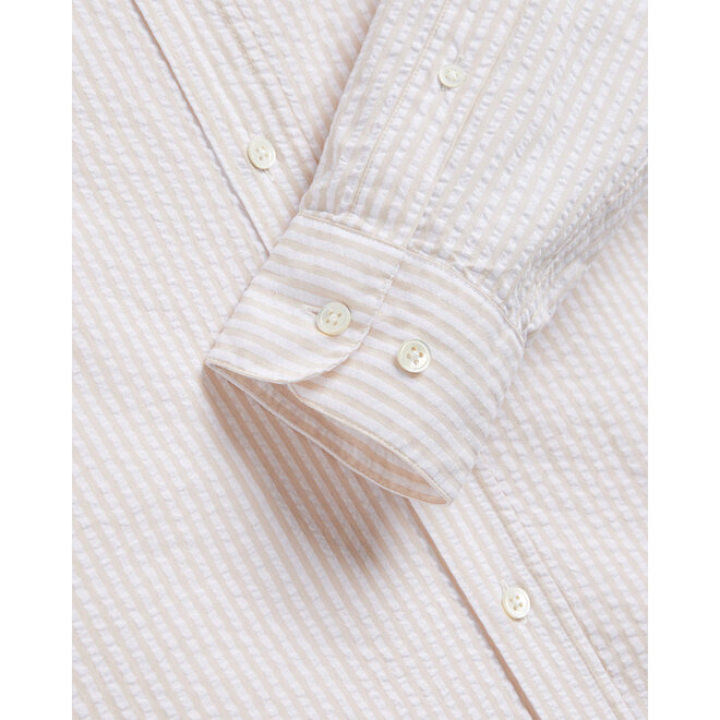 Atlantico Seersucker Striped Shirt in Sand