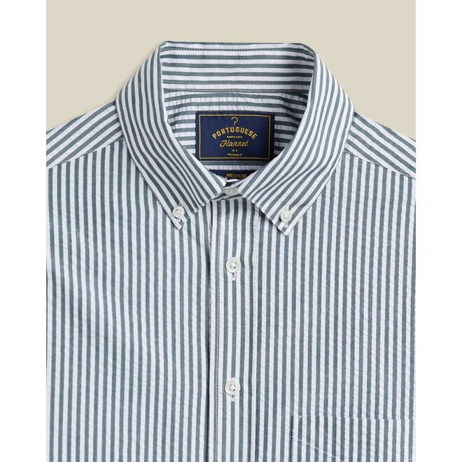Atlantico Seersucker Striped Shirt in Green