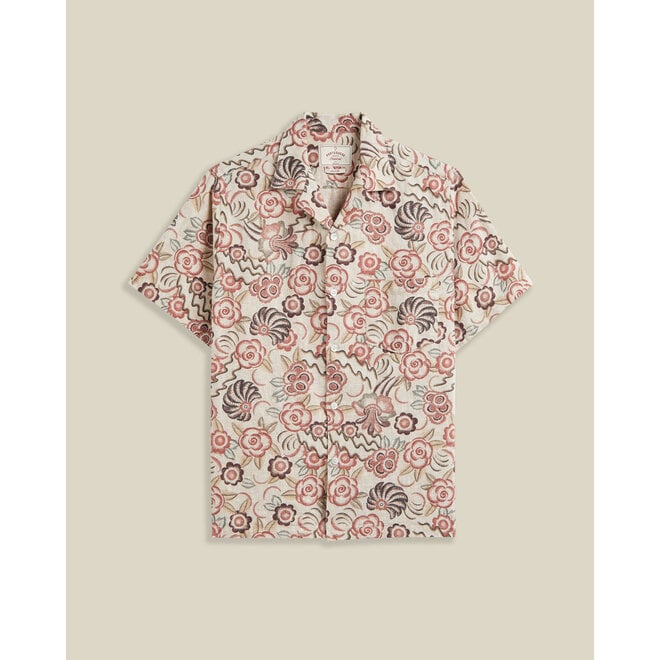Flowers Painting Vacation Shirt in Beige