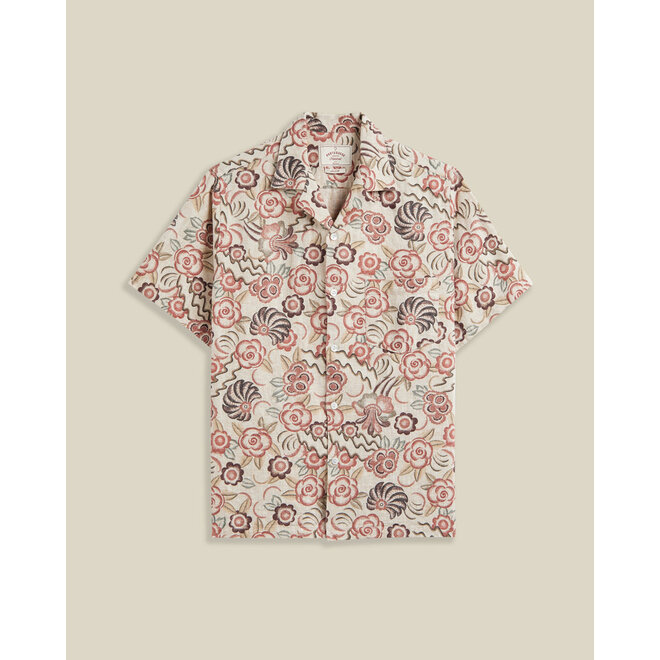 Flowers Painting Vacation Shirt in Beige
