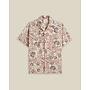 Flowers Painting Vacation Shirt in Beige
