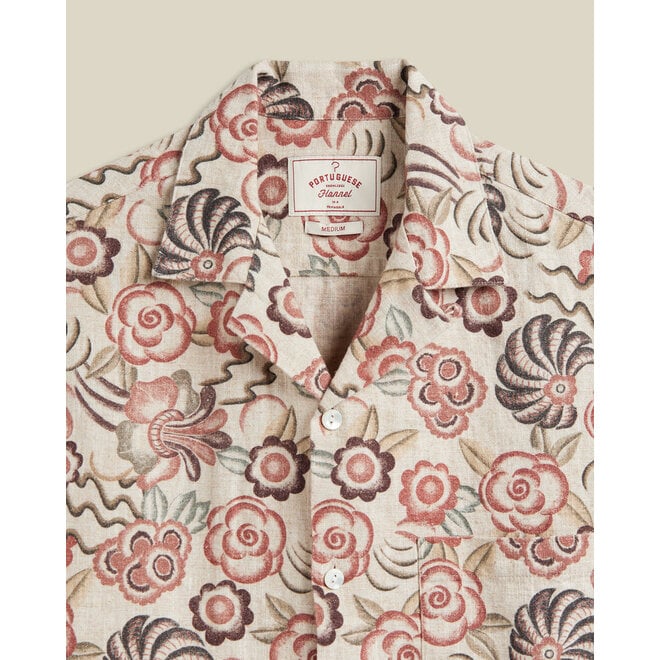 Flowers Painting Vacation Shirt in Beige