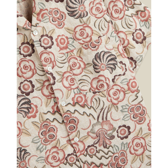 Flowers Painting Vacation Shirt in Beige
