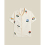 Embroidery Flowers Vacation Shirt in Ecru
