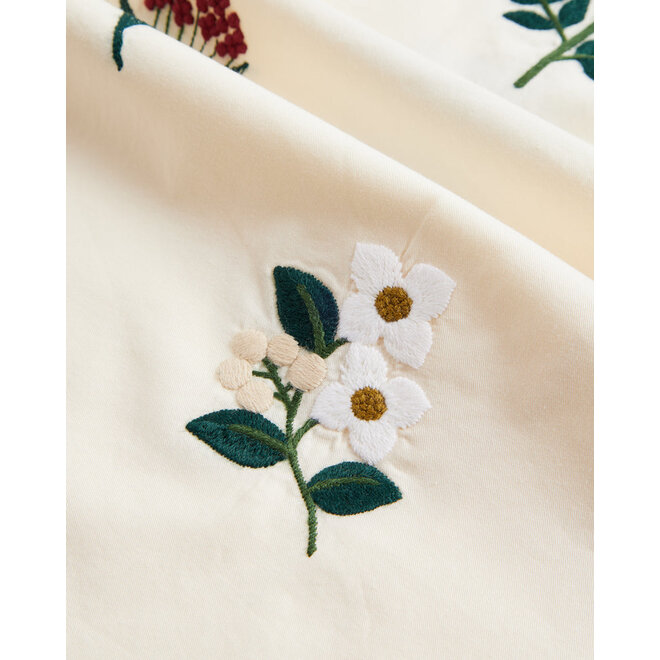 Embroidery Flowers Vacation Shirt in Ecru