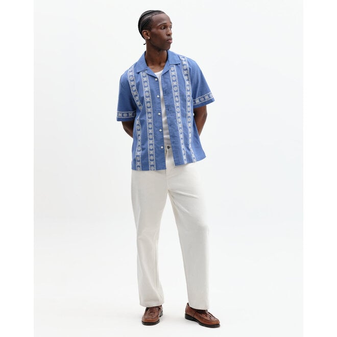 Didcot Embroidered Shirt in Border Blue