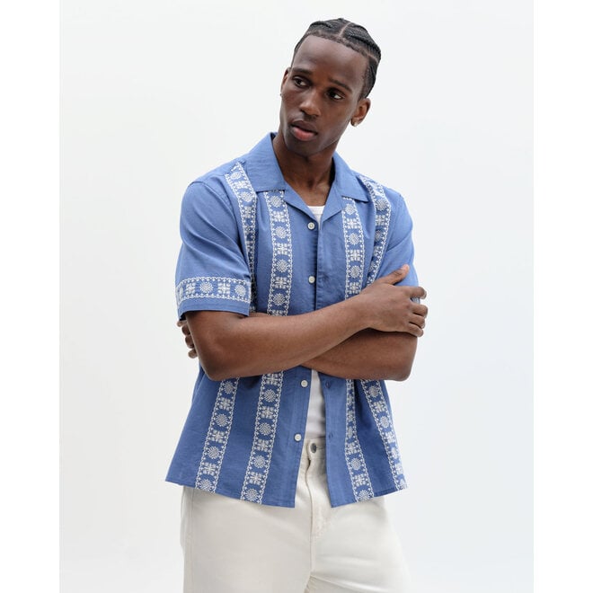 Didcot Embroidered Shirt in Border Blue