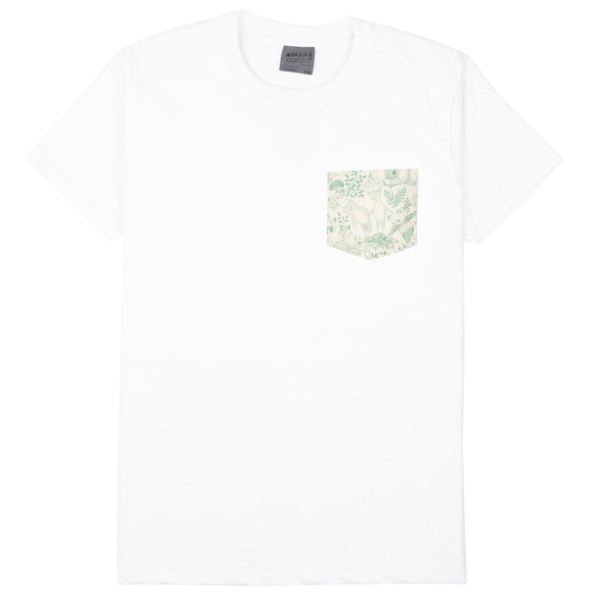 Pocket Tee in White/Linen Animals