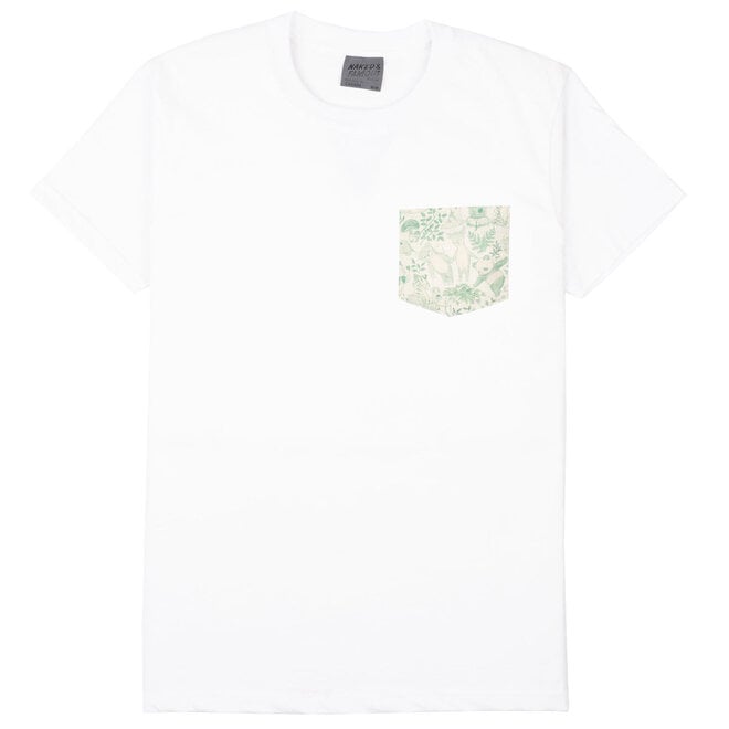 Pocket Tee in White/Linen Animals